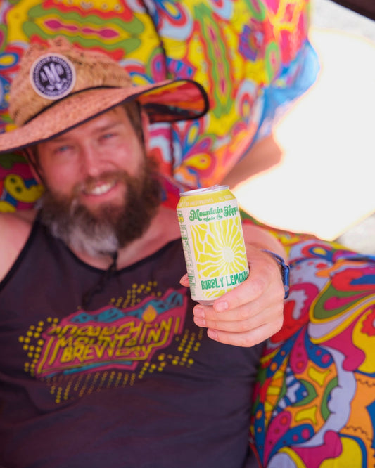 Mountain Hippie Soda Co. Bubble Lemonade being held by person