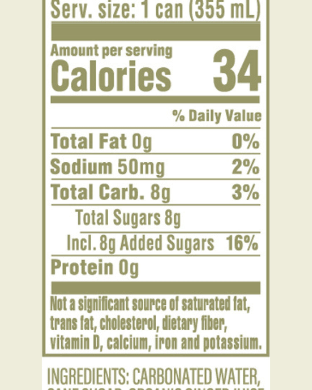 Mountain Hippie Soda Co. Ginger Beer Nutrition Facts
